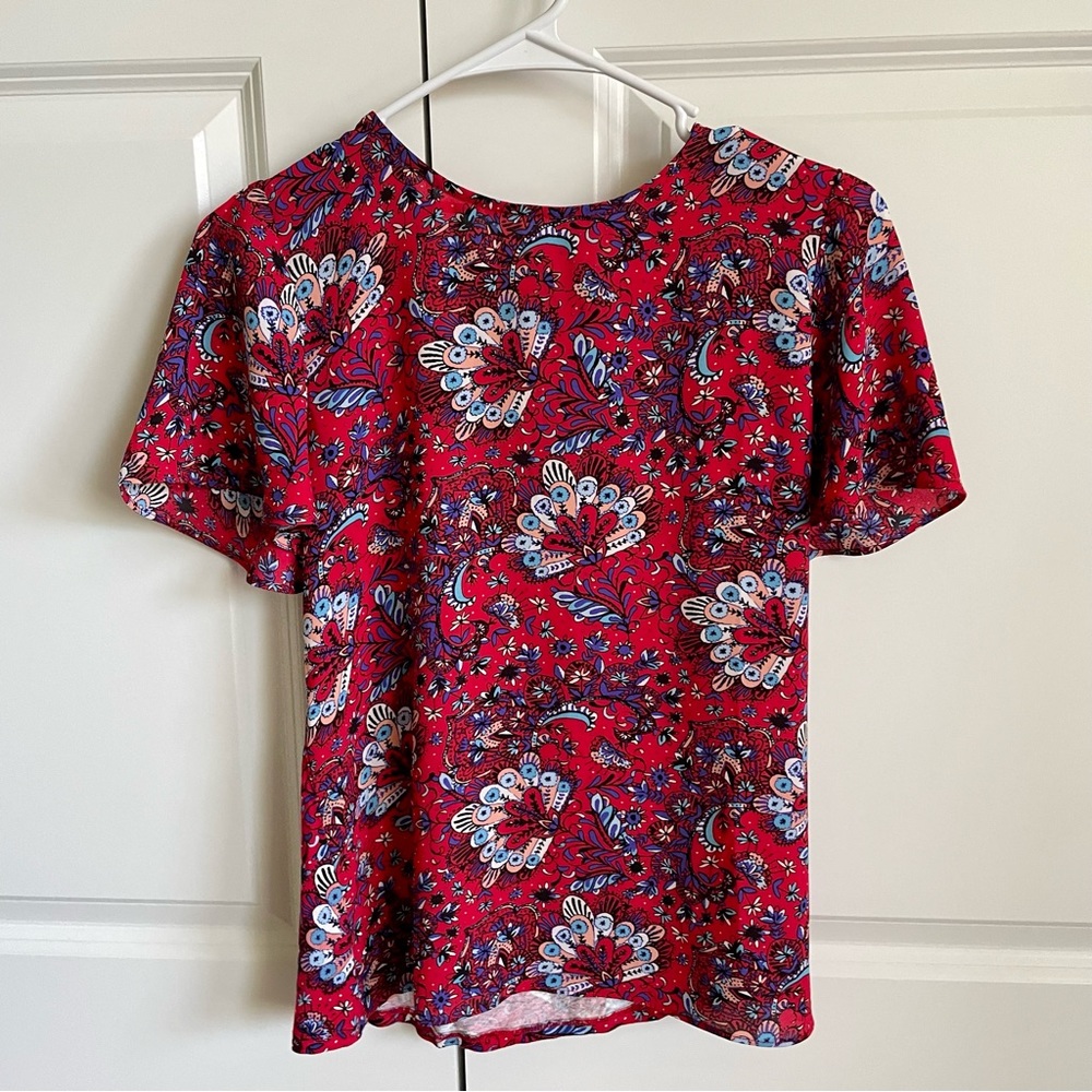 LOFT Short Sleeve Floral Blouse XXSP